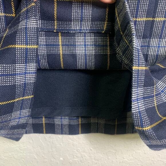 LAURA ASHLEY Dress 8 Shift Plaid Navy Checked Wool Front Pockets Keyhole Closure - Picture 12 of 16